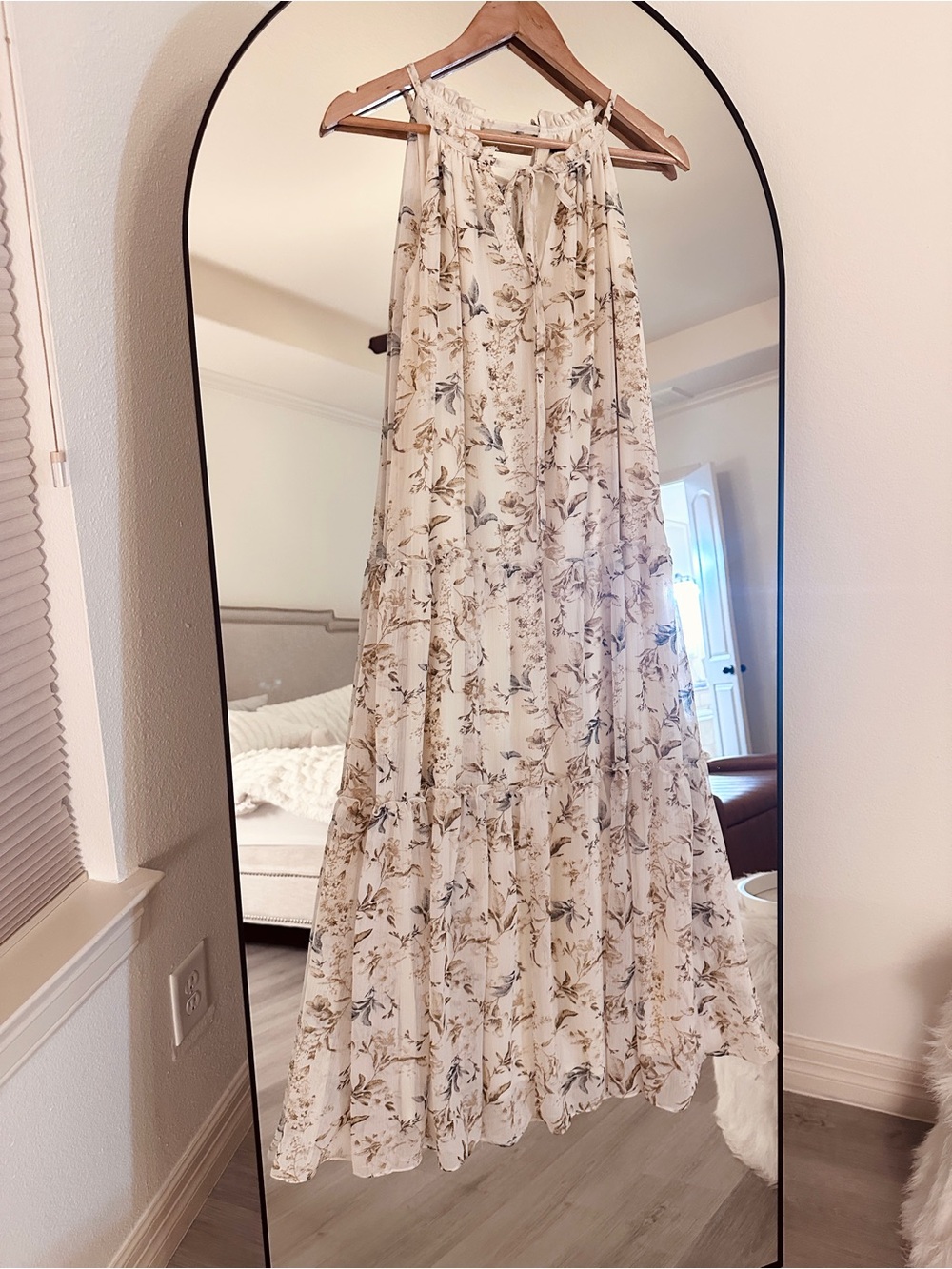 Anthropologie DREW Cream Floral Tiered Maxi Dress